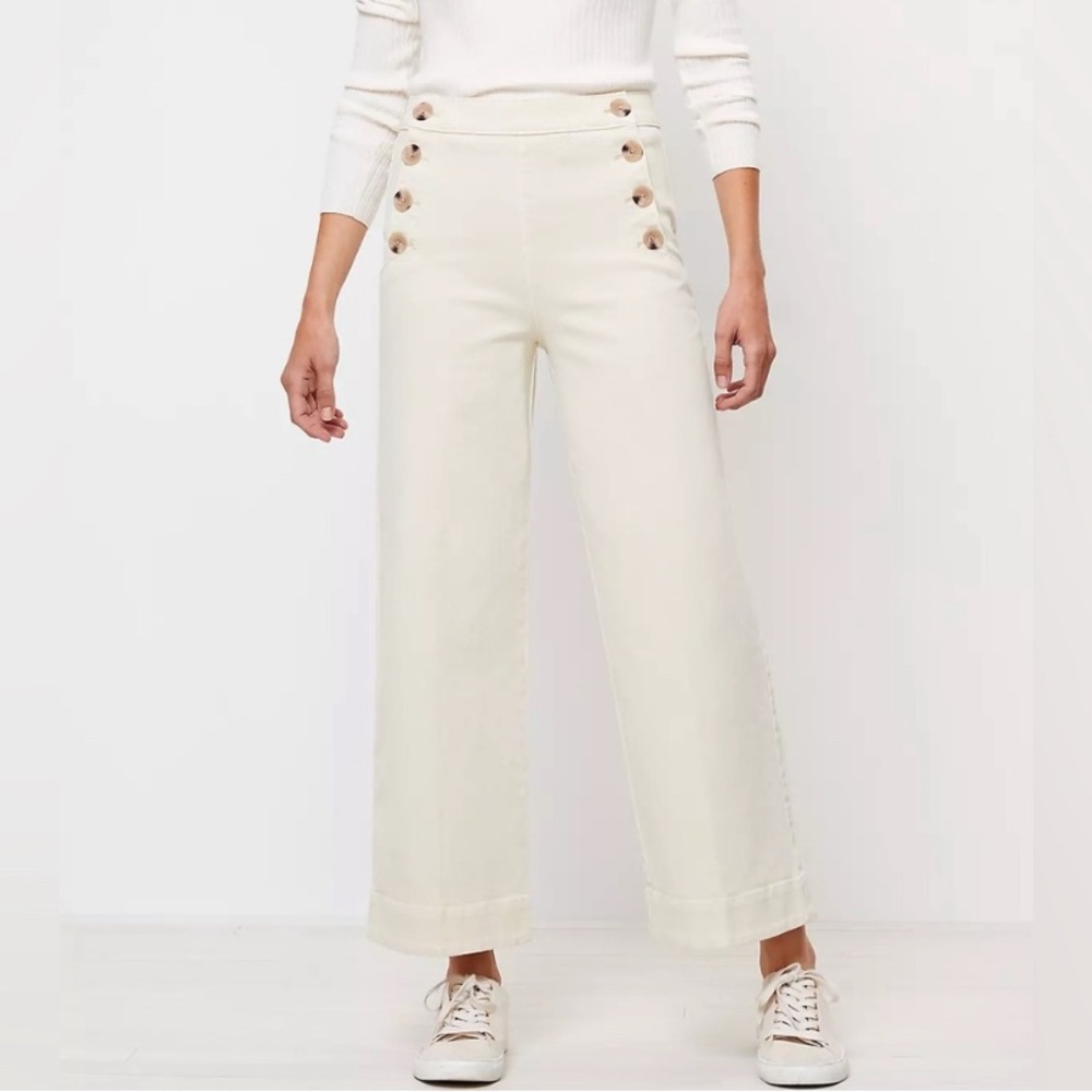 LOFT Wide Leg Sailor Jeans in Wishbone Wash Petite